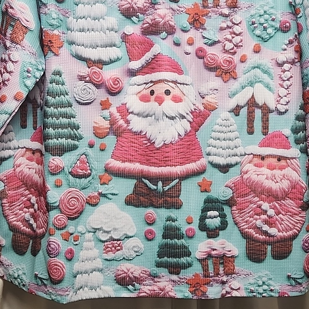 2XL Top Pink Santa Christmas Excellent
